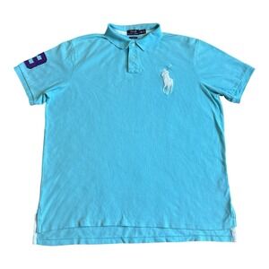 Polo Ralph Lauren Men's Custom Fit Mesh Big Pony Shirt Hammond Blue Size XXL